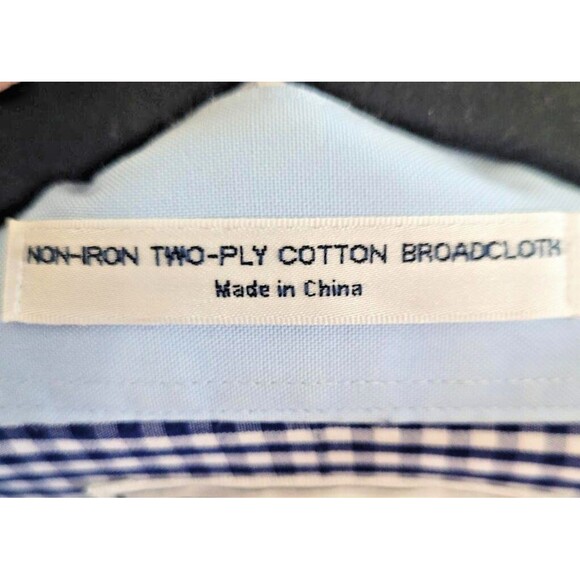 Paul Fredrick 18 Non-Iron Two-Ply Cotton Gingham Plaid Men's Short Sleeve Shirt - Picture 4 of 7